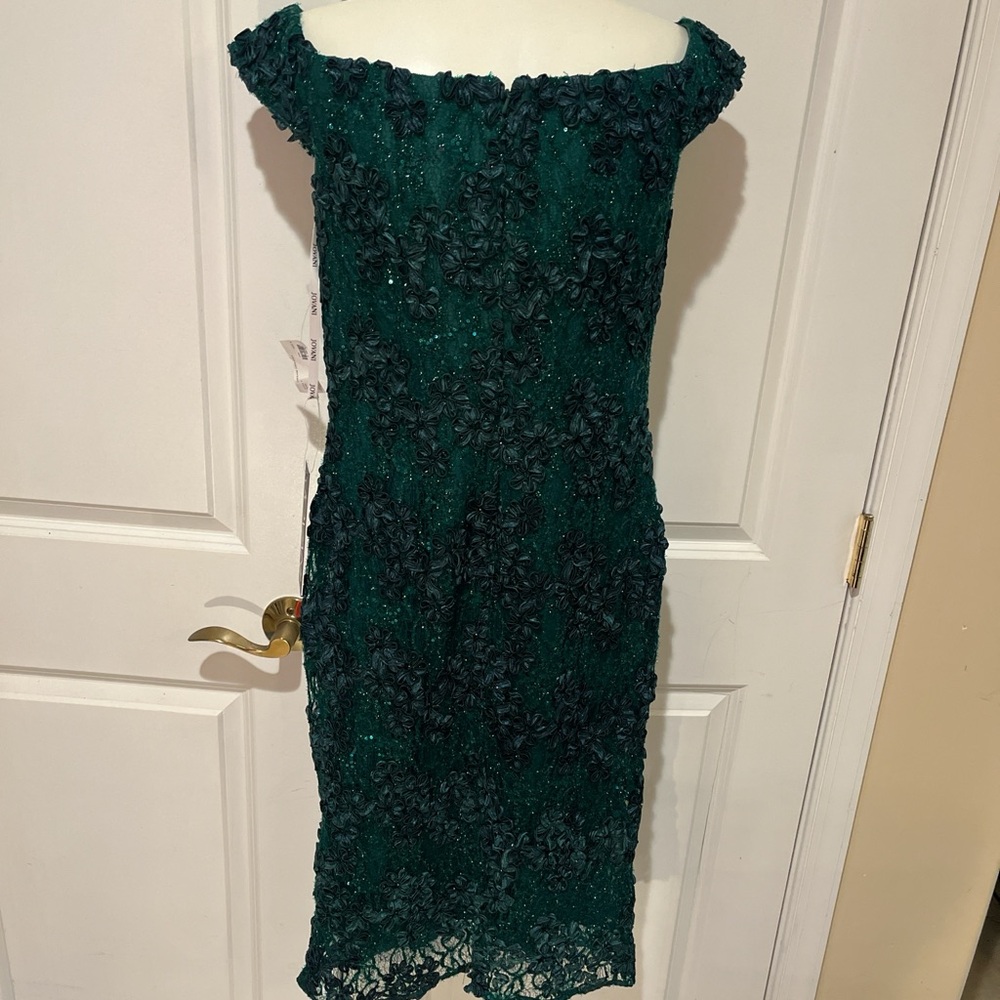 Jovani Emerald Green  PLUS 22 Floral beads sequins bridesmaid knee length Dress.